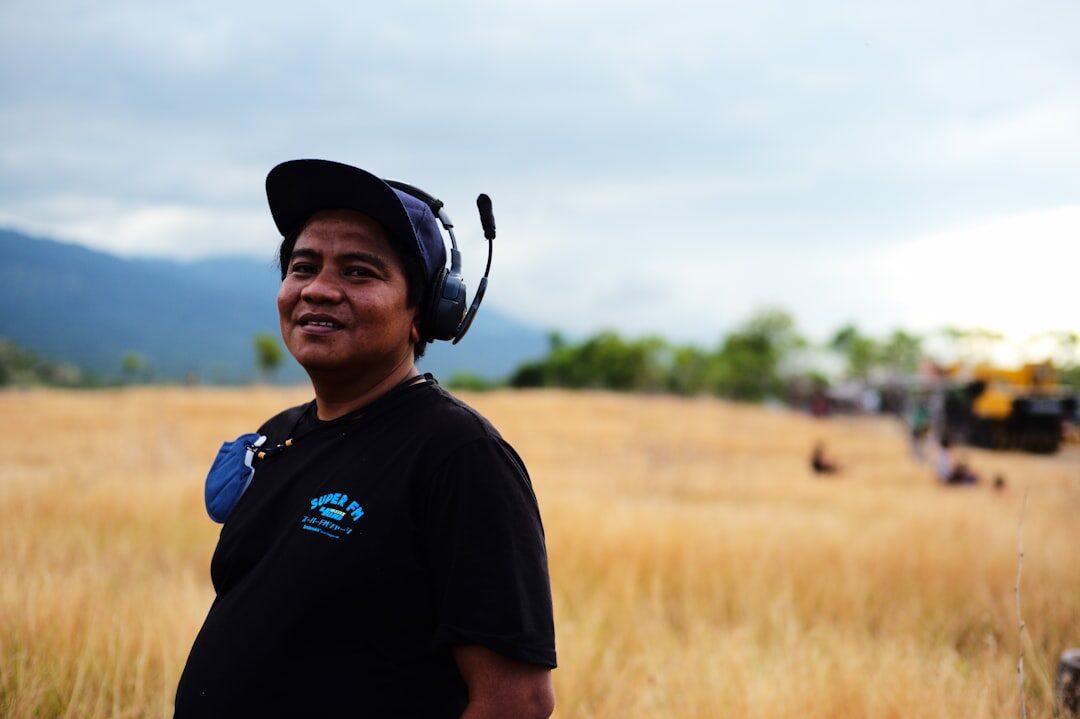 Studio portrait of a Belgian technical director with a headset
