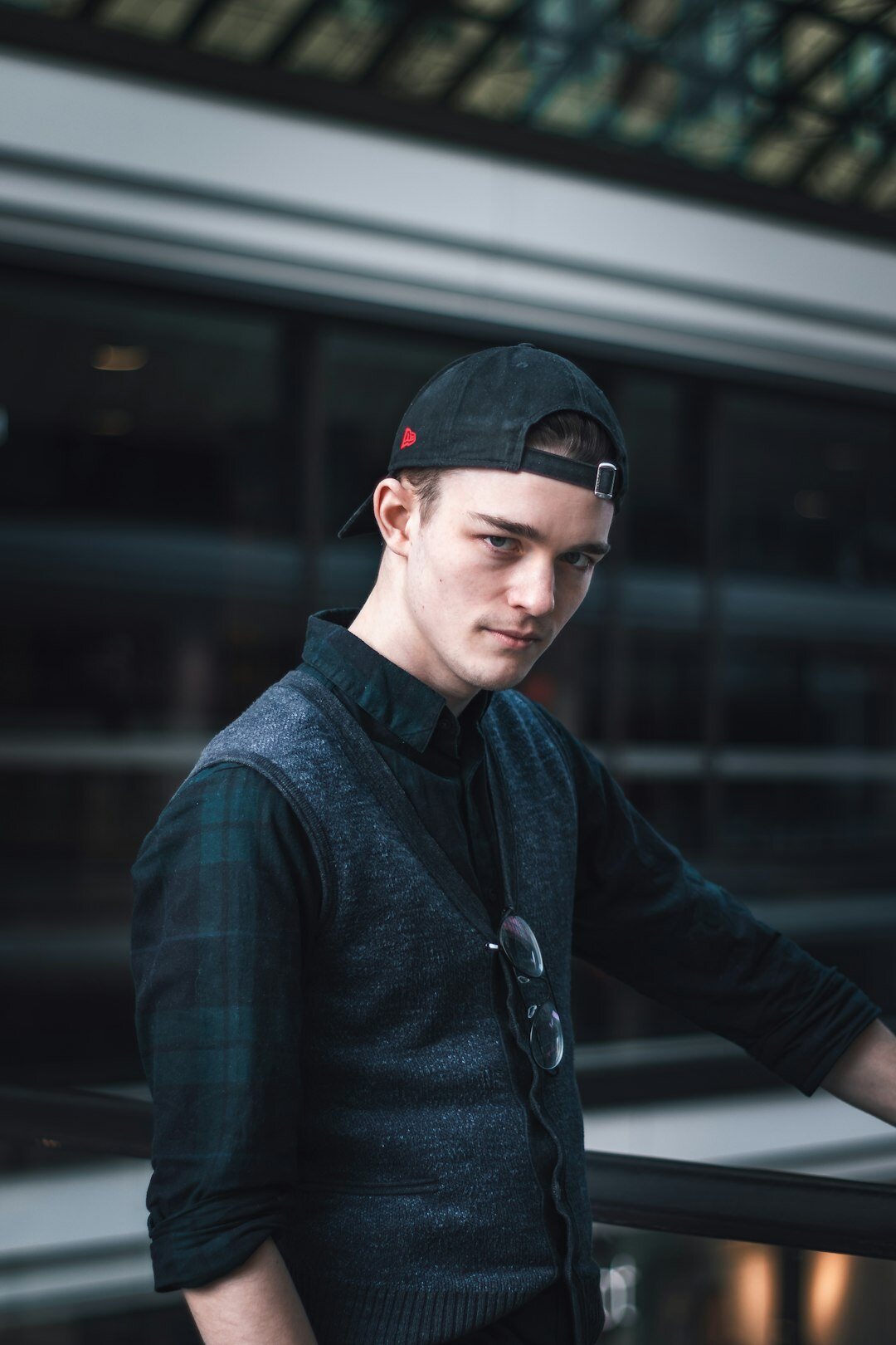 Studio portrait of a young European audiovisual engineer